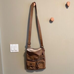 Roots Brown Genuine Leather Crossbody Bag
